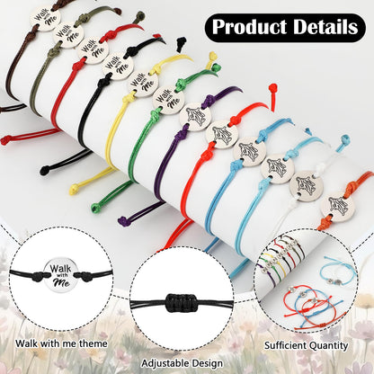 Kigeli 24 Sets Lds Mormon Gifts Walk with Me Bracelets, 2026 Lds Youth Theme Gift, Young Women Birthday Present, Girls Camp, Moses 6: 34, Adjustable Stainless-steel Bracelet with Card