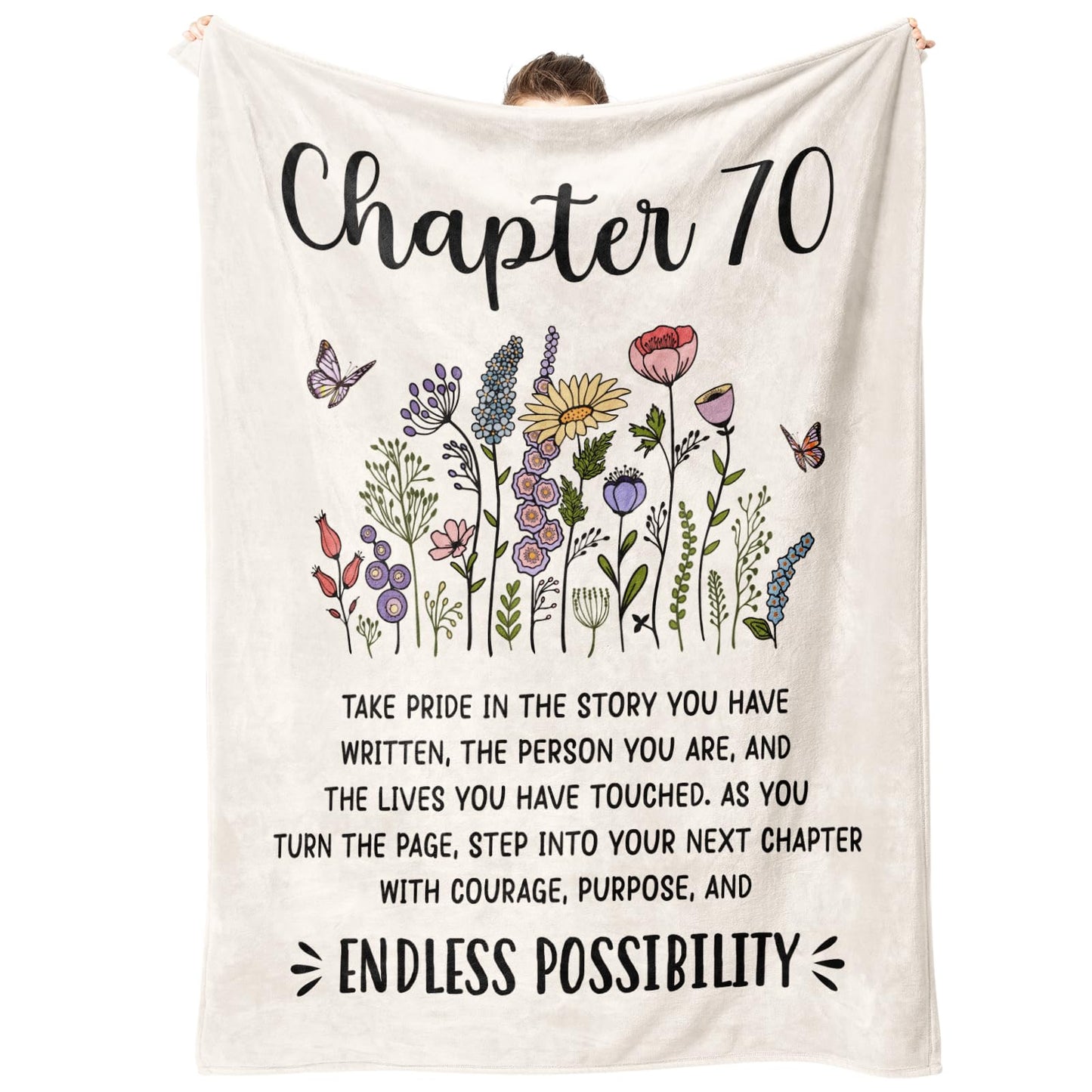 Afterprints 70th Birthday Gifts for Women, Chapter 70 Birthday Blanket, 70 Year Old Bday Gift for Woman, Mom, Friend, Sister, 70th Birthday Decorations, Turning 70 Throw Blankets 50'' x 60''