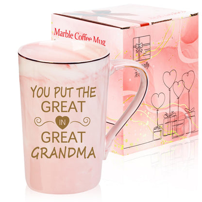 Christmas Gifts for Grandma, Great Grandma Mug, Birthday Mother’s Day Gifts for Grandmother from Granddaughter Grandson Grandchild, 14 OZ Pink with Gift Box