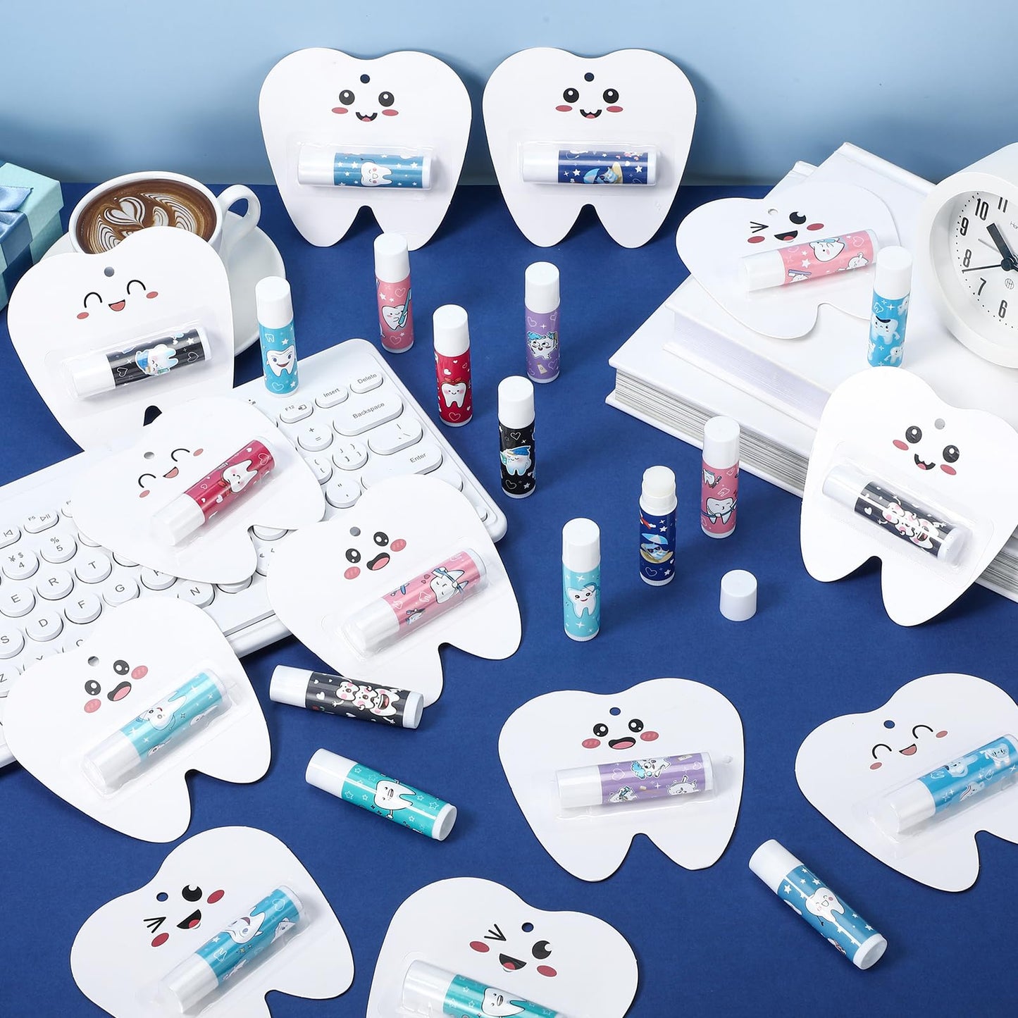 Leelosp 24 Pack Dental Assistant Appreciation Gifts Lip Balm Bulk Teeth Themed Moisturizing Lip Balms Dental Hygiene Gifts for World Oral Health Day Nurse Doctor Staff Coworkers Hospital Office
