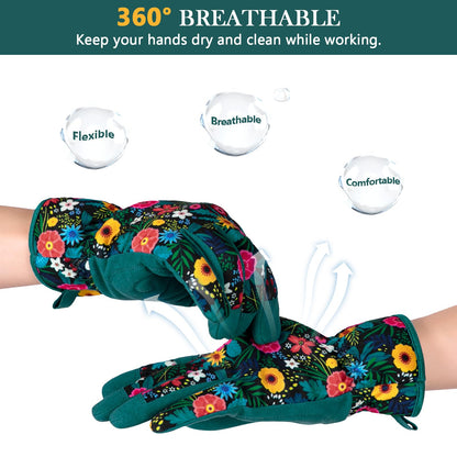 Trifabricy Gardening Gloves for Women, Breathable Leather Garden Gloves with Grip, Thorn-Proof Puncture-Resistant Work Gloves