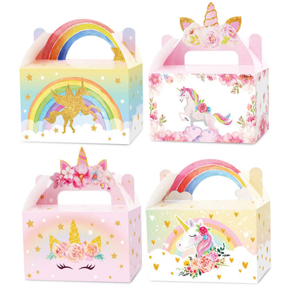 Tevxj 12 Pack Unicorn Party Favor Treat Boxes Unicorn Goodies Gift Boxes Party Supplies Birthday Bags Pastel Rainbow Theme Candy Bag for Girls Birthday Kids Decoration 6 x 3 x 3.5 Inches