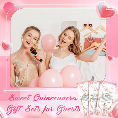 Wenqik 25 Sets Quinceanera Bracelet Favors Mis Xv Anos Crystal Stretch Bracelets with Gold Color Virgin Mary Charm Sweet 15th Birthday Religious Gifts with Thank You Cards