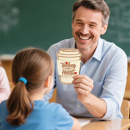 PETKNOWS 6 Pcs Teacher Gift Card Holder Wooden Coffee Gift Card Holder Thank You Card Sleeve Teacher Appreciation Gift Bulk Wooden Money Holders for Teachers’ Day Back to School Graduation Supplies