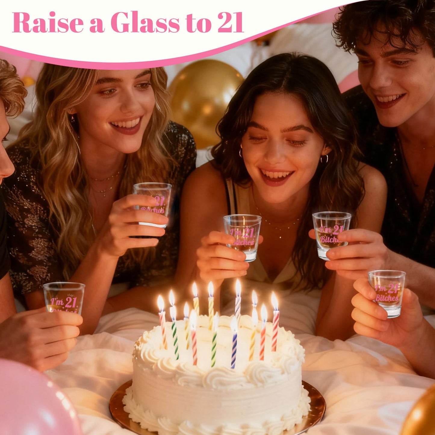 21st Birthday Shot Glass for Birthday Girl, Cool 21st Birthday Gifts, Turning 21 Present, Pink Shot Glasses, I'm 21, 2oz