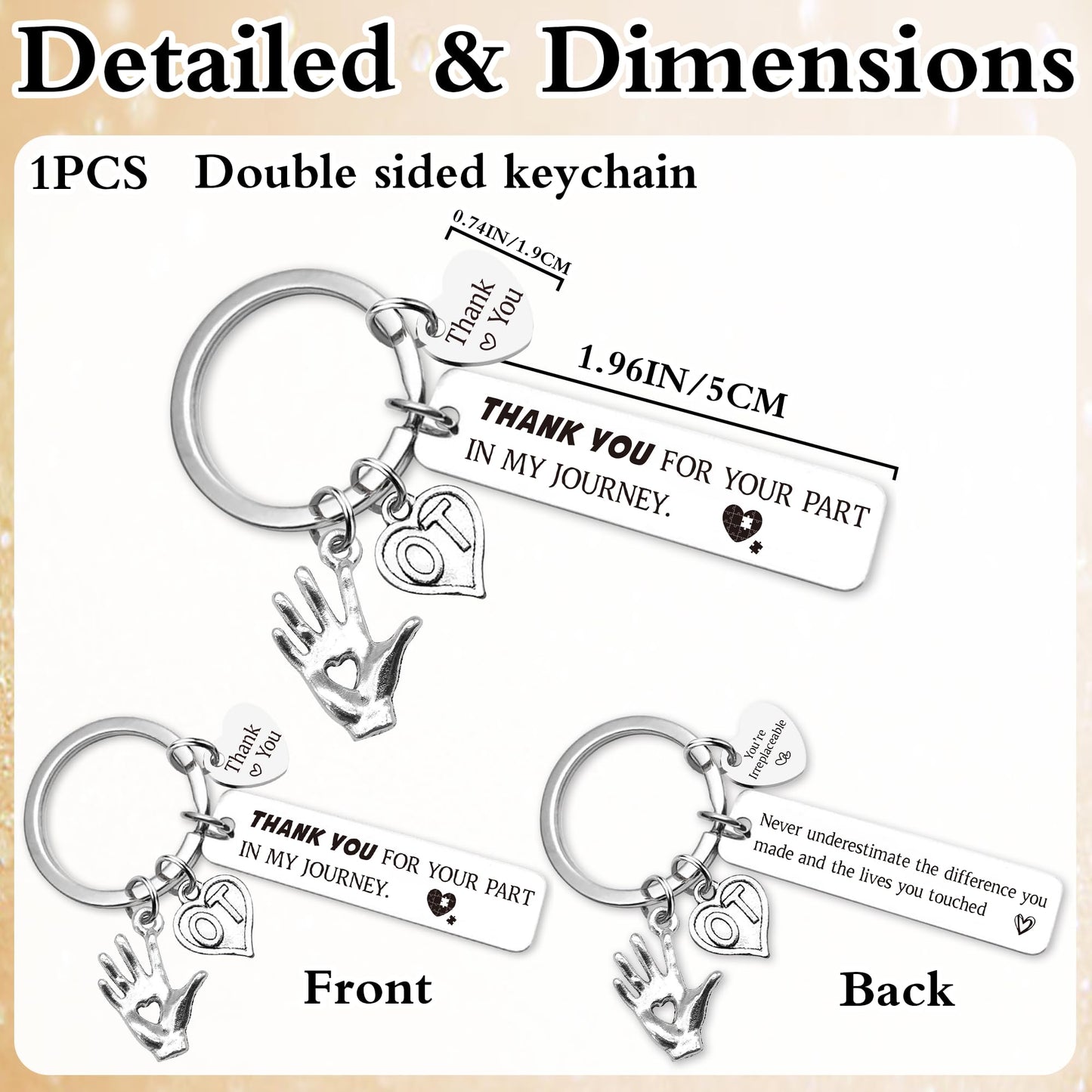 Therapy Gifts Keychain for Women Men - Thank You Keychains for OT PT Therapist, Slp Mental Health Mentor Appreciation Gift