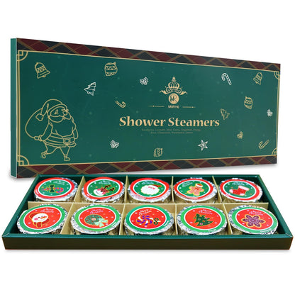 10 Pcs Shower Steamers Aromatherapy, Christmas SPA Gifts Birthday Gifts White Elephant Shower Bombs with Essential Oils Relaxation Home SPA, Self Care Christmas Stocking Stuffers for Women Men