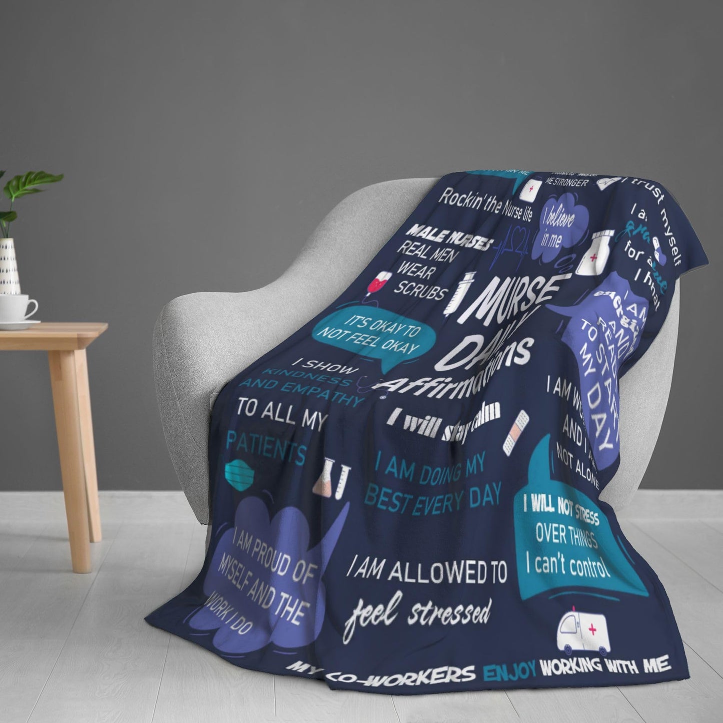 Male Nurse Gifts, Nurse Week/Day Gifts for Men, Gift for Male Nurses, Males Nurses' Nursing Gift for Men on Thanksgiving or Christmas Day, Soft Blanket with Daily Affirmations 60"x50"