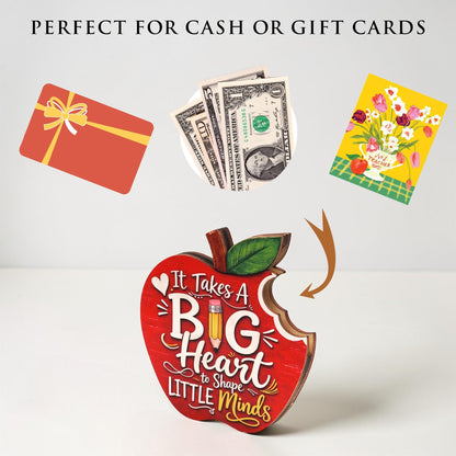 It Takes a Big Heart Apple Gifts Card Holder 5.72 x 4.87 Inches for Teacher Appreciation, Thank You Teacher Gift, Teacher Gift Card Holder, Kindergarten, Pre K Teachers, Teacher Appreciation Gifts