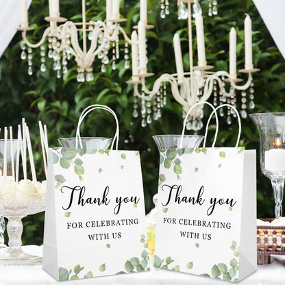 30 Pieces Wedding Welcome Bags Bulk with Handles,Thank You for Celebrating with Us,Wedding Favor Gift Bags for Guests Birthday Baby Shower Favors Supplies,8 x 4 x 10 Inch