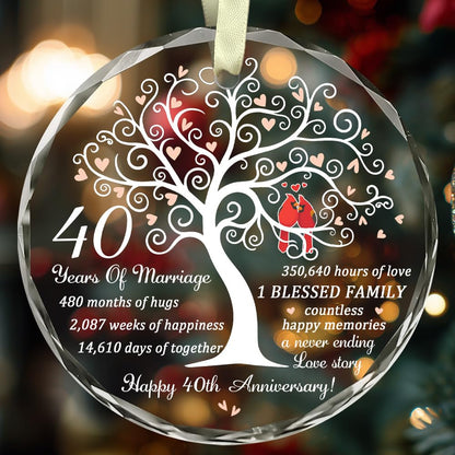 40th Wedding Gift for 40th Anniversary - Ruby Anniversary - 40 Years of Marrige Gift Idea for Couple - Happy 40th Anniversary Glass Ornaments - Gifts for Wife, Husband