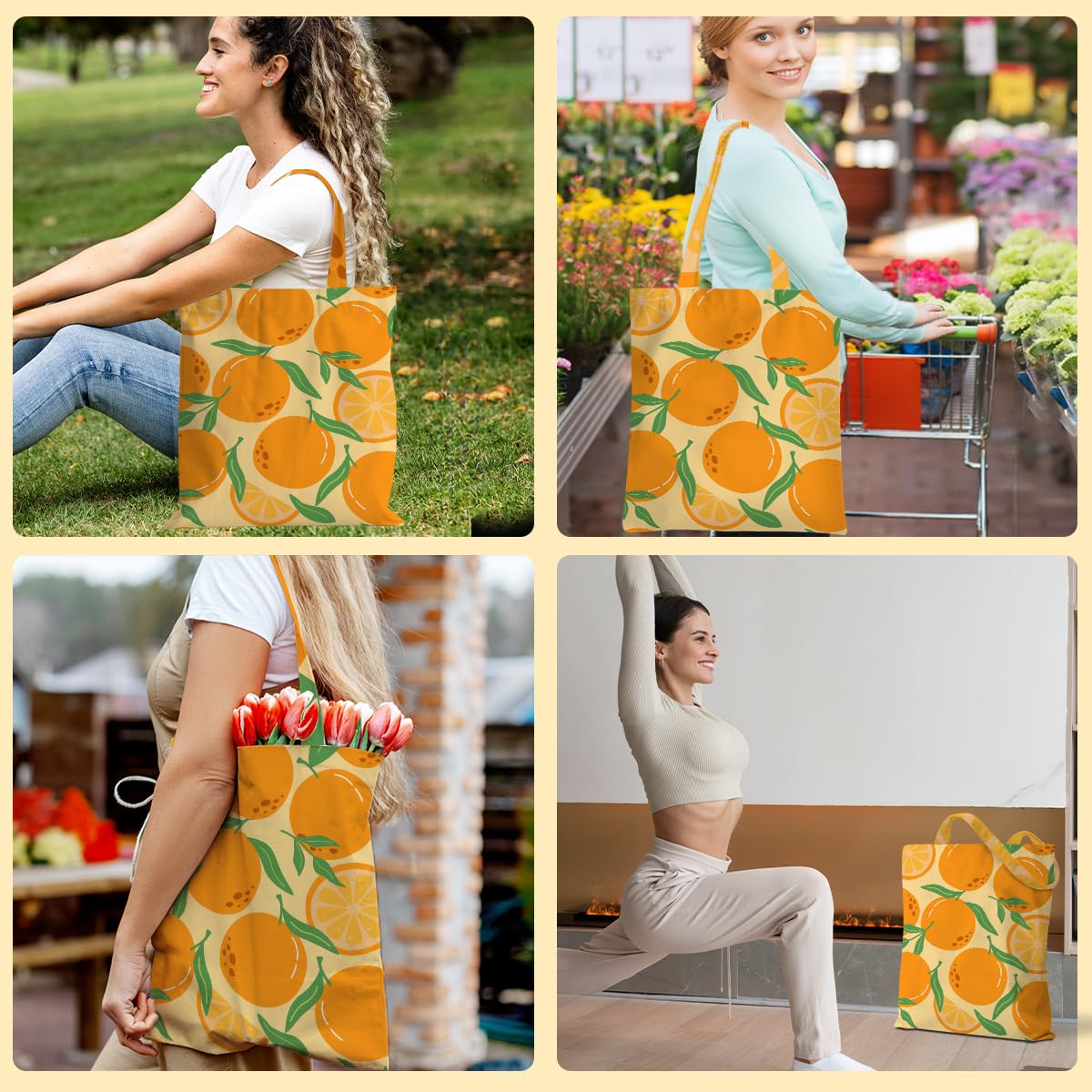 Hanamiya Na Tote Bag with Zipper Pockets, Tote Bag Reusable Shopping Grocery Bags Birthday Gifts for Women, Weekender Bags