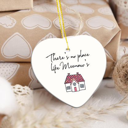 Meemaw Gifts Ornament, Grandma Christmas Hanging Heart Ornaments for Xmas Tree Party Decorations, Grandma Gifts from Grandkids, There's No Place Like Meemaw's House Decorative Ornaments Keepsake