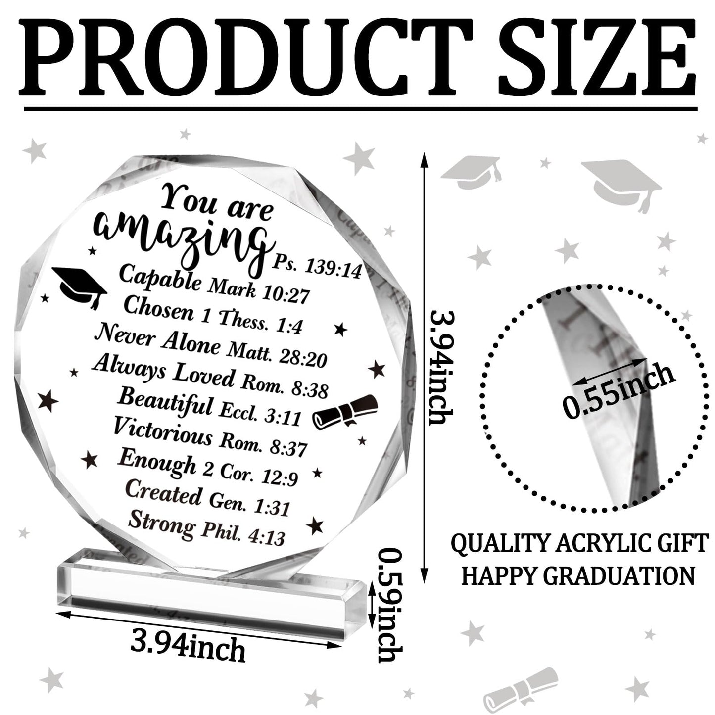 Jetec 2026 Graduation Christian Inspirational Acrylic Gifts for Women Her Him College High School Grad Gifts Acrylic Desk Plaque Graduate Room Decor Friends Desk Decor(Bible)