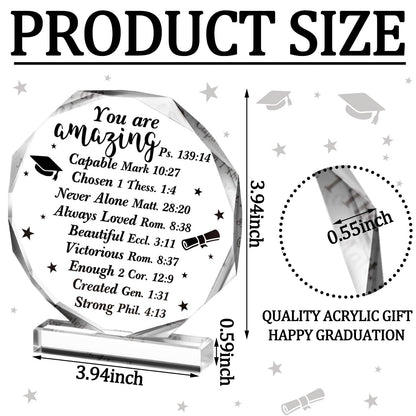 Jetec 2026 Graduation Christian Inspirational Acrylic Gifts for Women Her Him College High School Grad Gifts Acrylic Desk Plaque Graduate Room Decor Friends Desk Decor(Bible)