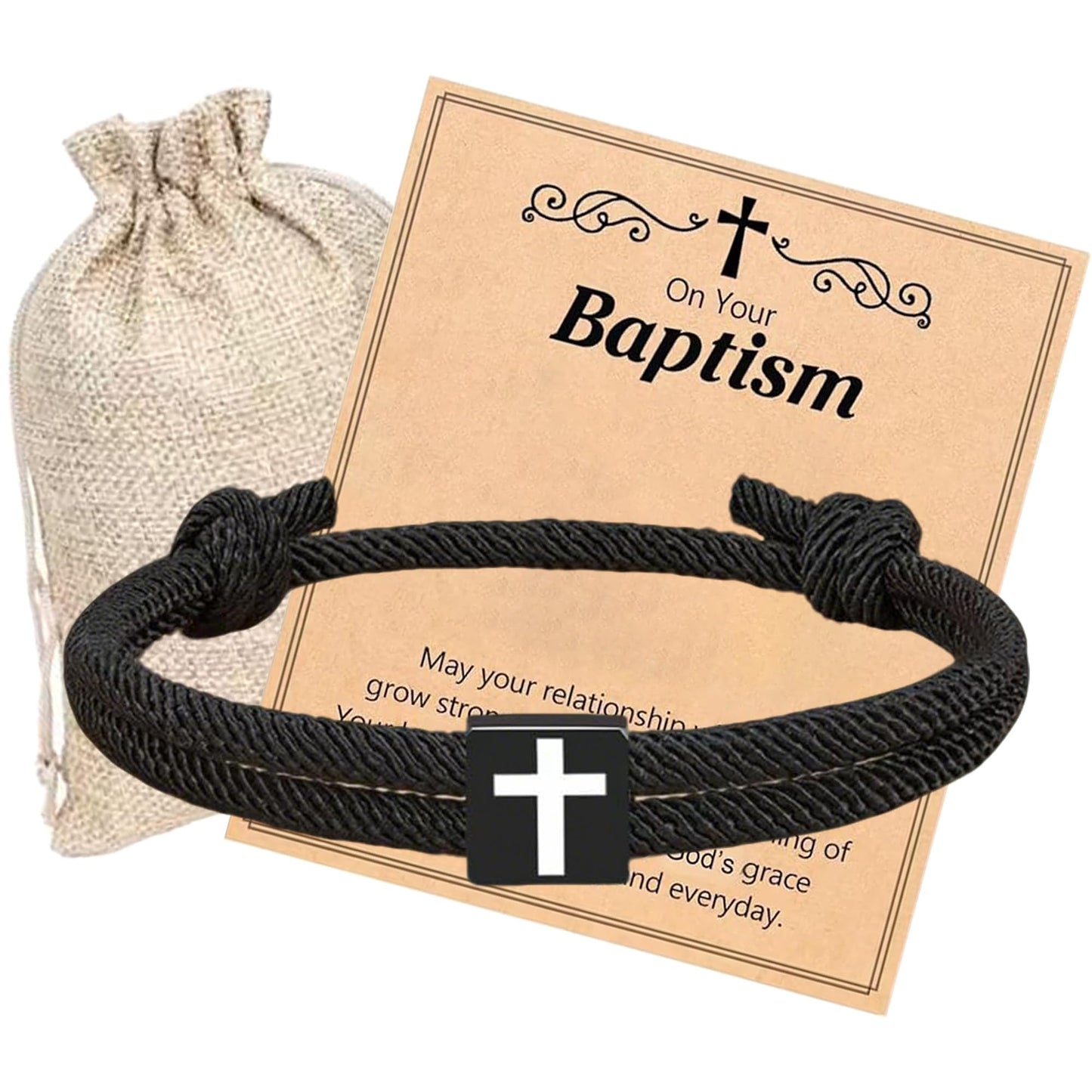 Baptism Gifts for Boys Men, Cross Bracelet for First Communion Confirmation Christening, Christian Religious Gift for Son Grandson Nephew Godson Teen Boys Girls