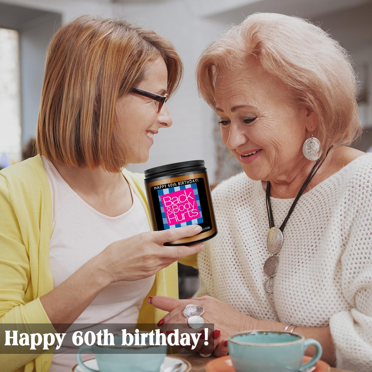 Homsolver 60th Birthday Gifts for Women Men, Happy 60th Birthday Decorations Candles Gift for Her Him, Funny 60 Years Old Ideas - Lavender Scented Candle