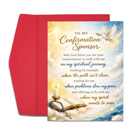 FrereFeter Confirmation Sponsor Card, Confirmation Sponsor Thank You Gifts for Women Men, Christian Catholic Gifts for Godmother Godfather, Sponsors Appreciation Gifts from Teen girls boys