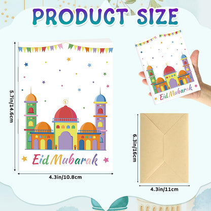 4 Sets Eid Gift Card Book, Eid Mubarak Money Holder Cards with Envelopes, Islamic Holiday Ramadan Kareem Gift Card Booklet Organizer for Family, Friends