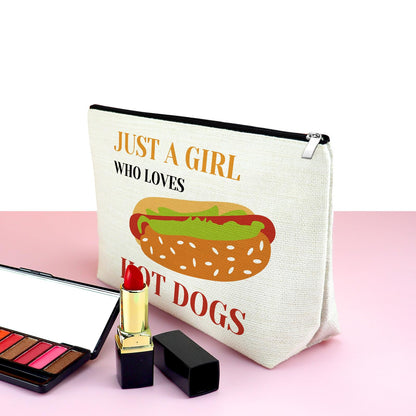 Mxrymvu Hot Dog Gifts for Women Makeup Bag Funny Hot Dogs Cosmetic Bag Food Lover Gift Christmas Birthday Present for Friend Sister Makeup Zipper Pouch