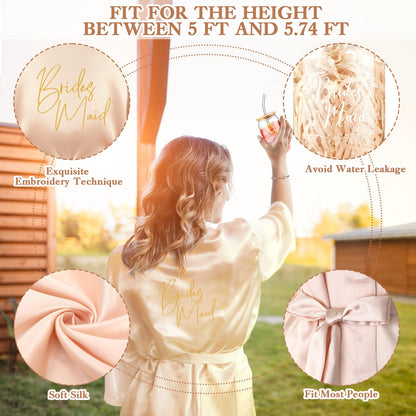 Irenare Bridesmaid Proposal Gifts Set Robes Makeup Bag Cup Cards Hair Tie Bracelet Diamond Pen Bridesmaid Gift Box(Champagne,8 Pcs)