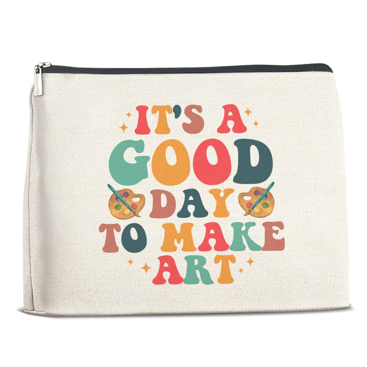 Makeup Bag Gifts for Artists Women, Art Lover Gift Thank You Gifts for Painter Teacher Girls Sister Friends It's A Good Day To Make Art Zipper Cosmetic Bag Travel Toiletry Pouch for Purse