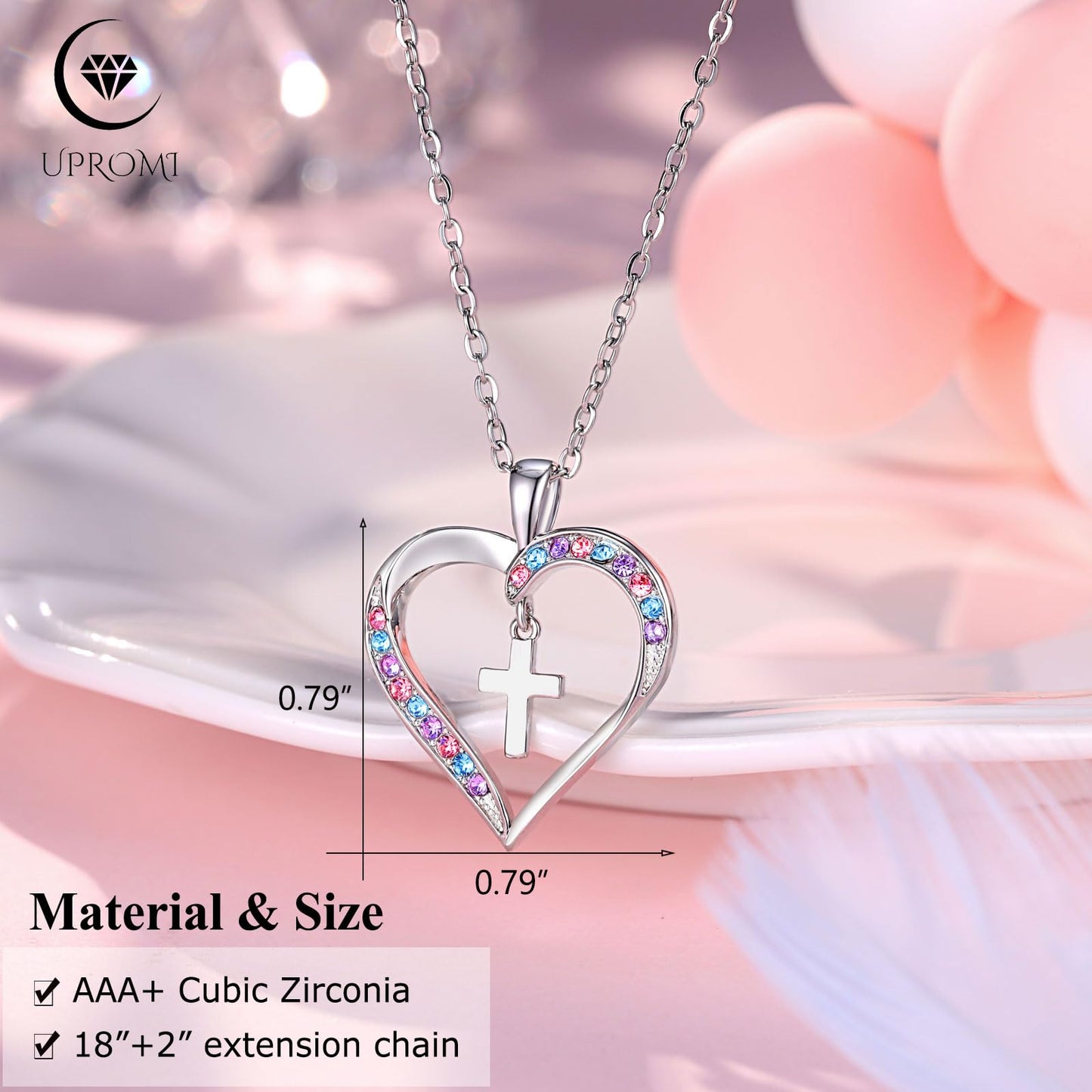 UPROMI Cross Necklace for Girls Back to School Gifts for Girls Baptism First Communion Confirmation Graduation Gifts