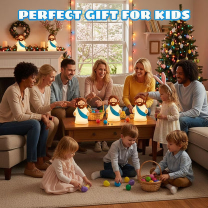 Jesus Night Light Rechargeable Bedside Night Light Dimmable Silicone LED Light Ideal for Religious Gatherings, Gifts for Sunday School, Baptism Presents, Easter Egg Decorations (blue) (Blue)