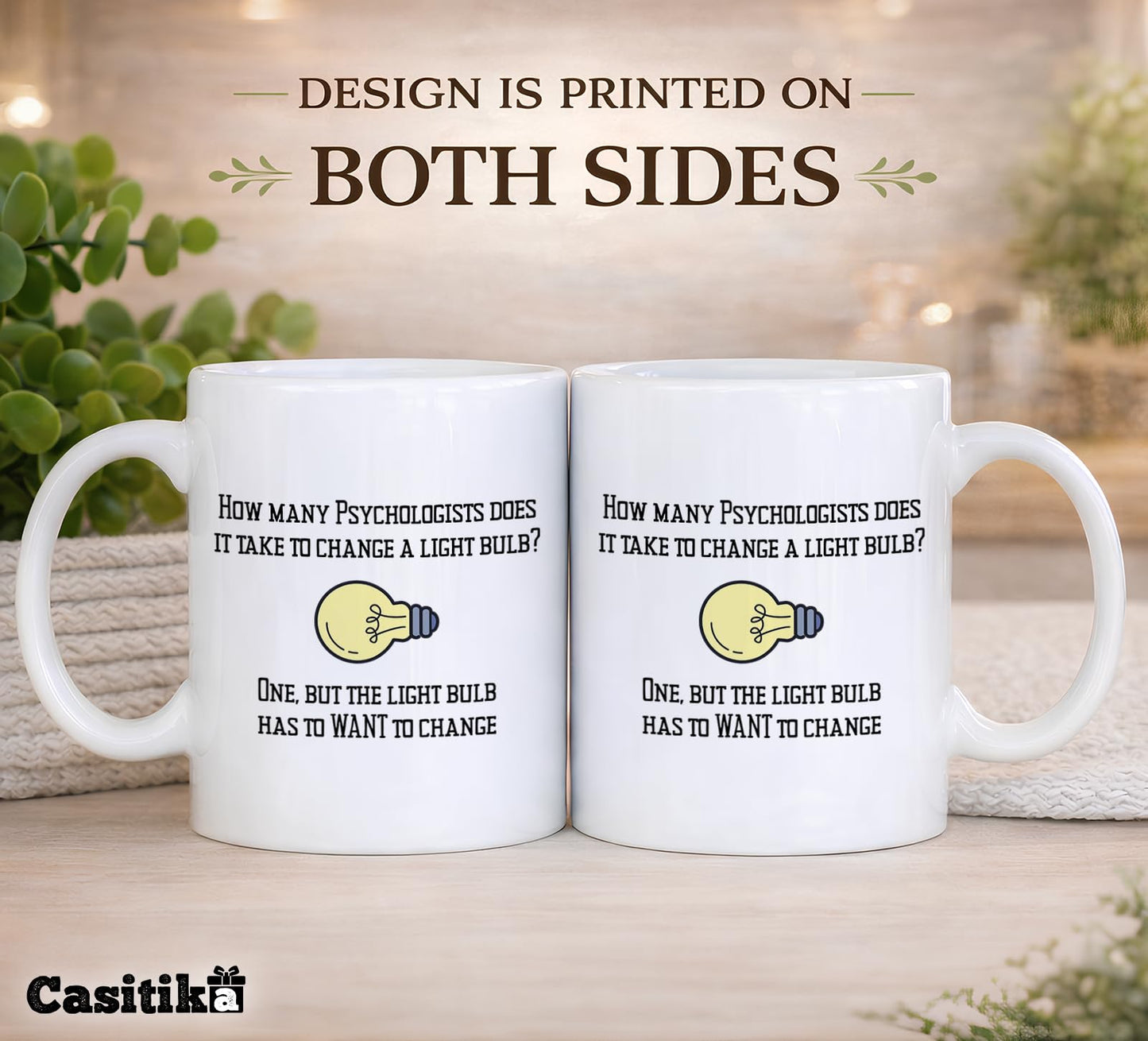 Casitika Psychology Gifts. 11 oz White Ceramic Psychologist Coffee Mug. Funny Psychiatrist or Psychologists Light Bulb Joke.