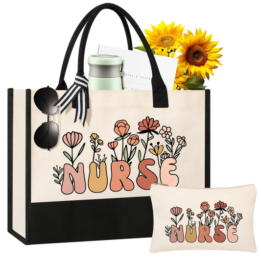Nurse Tote Bag Set - Beige, Medium (15" x 4" x 12") for Nurses, Thoughtful & Practical, Durable & Lightweight, Versatile for Any Occasion