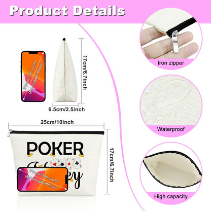 Mxrymvu Funny Casino Lover Gift Poker Money Cosmetic Bag for Women Gambler Makeup Bag Christmas Birthday Present for Gambler Friends Her Retirement Present for Grandma Travel Makeup Pouch