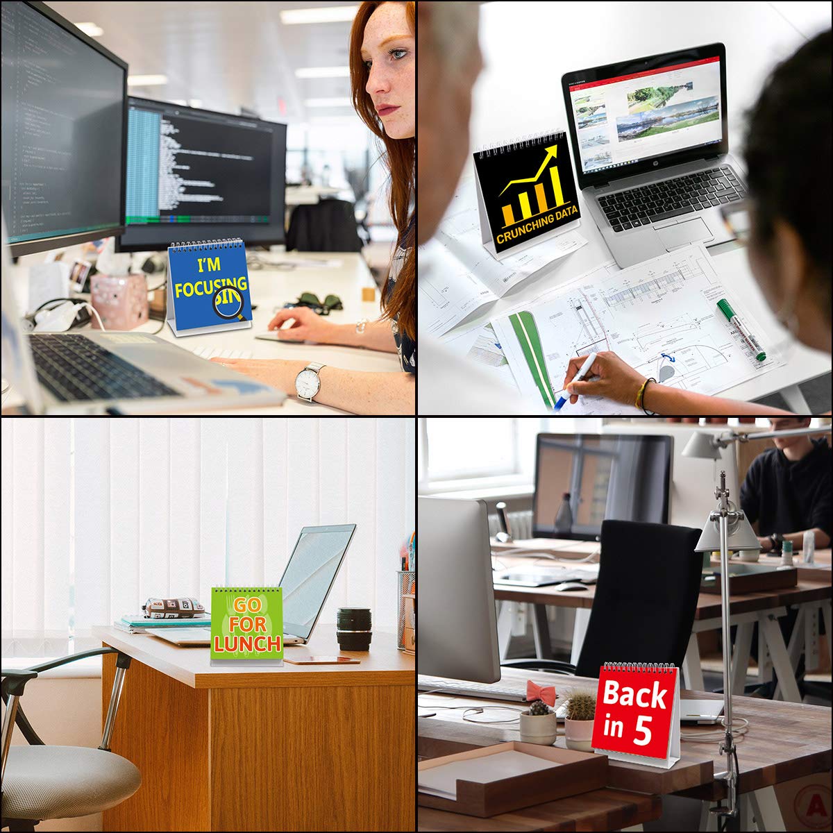 Fancy Land Funny Desk Signs 30 Different Fun and Flip-Over Messages for Office Desk Accessories