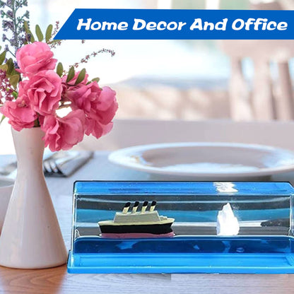 Honsheng Unsinkable Titanic Simulator Toy Wavey Boat in a Box Liquid Wave Cruise Fluid Ship Decoration Ornament for Car Decoration Paperweight Desk Toy Gifts