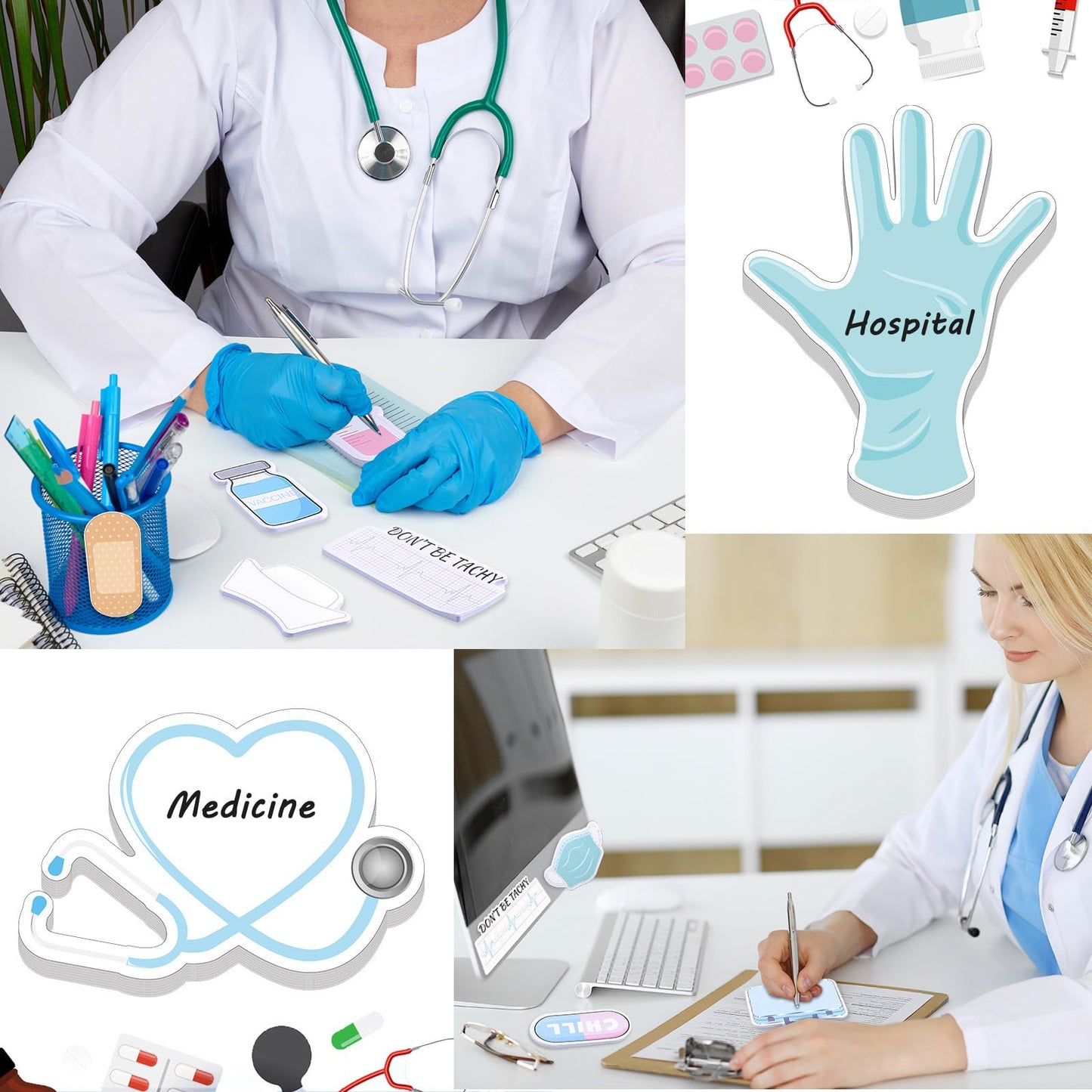 15 Pads Mini Funny Nurse Sticky Notes CNA Gifts Nursing Essentials Medical Themed Mini Notes Assorted Pads Self Stick Cute Memo for Gifts Hospital