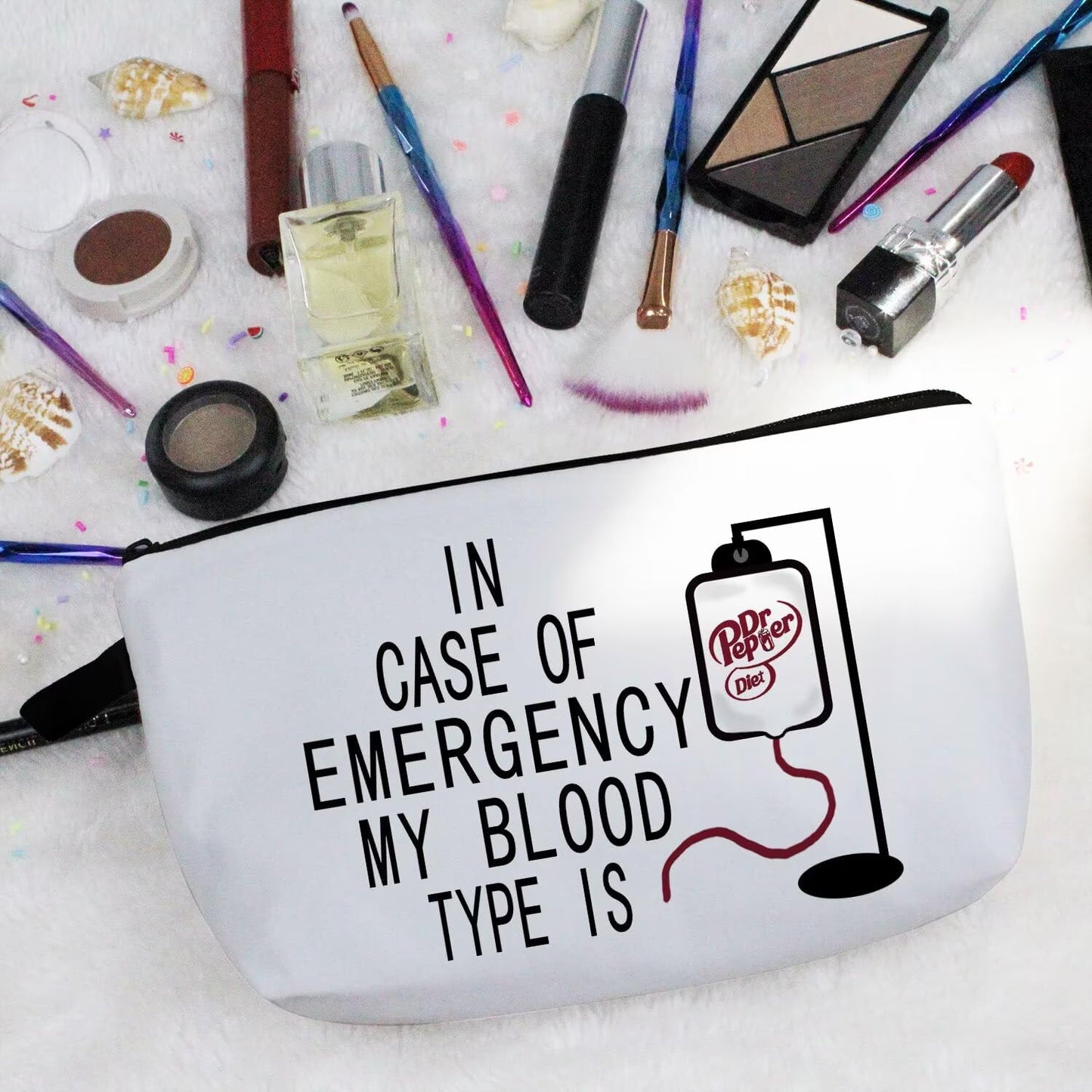 Livel lhood Dr P Makeup Bag Cute Small Makeup Organizer Bag Travel Toiletry Zipper Pouch Diet Pepp Cosmetic Bag Gift for Women Girls
