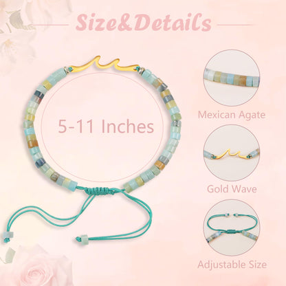 Sereney Birthday Gifts for Women, Graduation Gifts for Teen Girls Gifts Idea as Wave Bracelet as 13th 16th 18th 21st 40th 50th 60th Birthday Gifts for Girls Adjustable Natural Stone Bracelet
