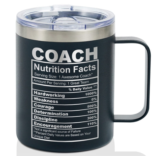 Onebttl Coach Gifts, Funny Gift Idea for Appreciation, Christmas, Birthday, 12oz Stainless Steel Insulated Travel Coffee Mug - Coach Nutriton Facts
