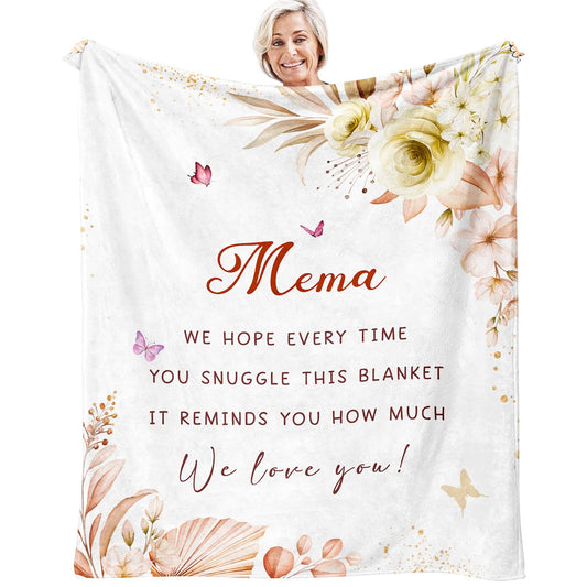 Mema Gifts for Grandma - Gifts for Mema - Mema's Gift from Grandchildren/Grandkids - Best Memas Ever Gift for Retirement Birthday Blanket 60"X50"