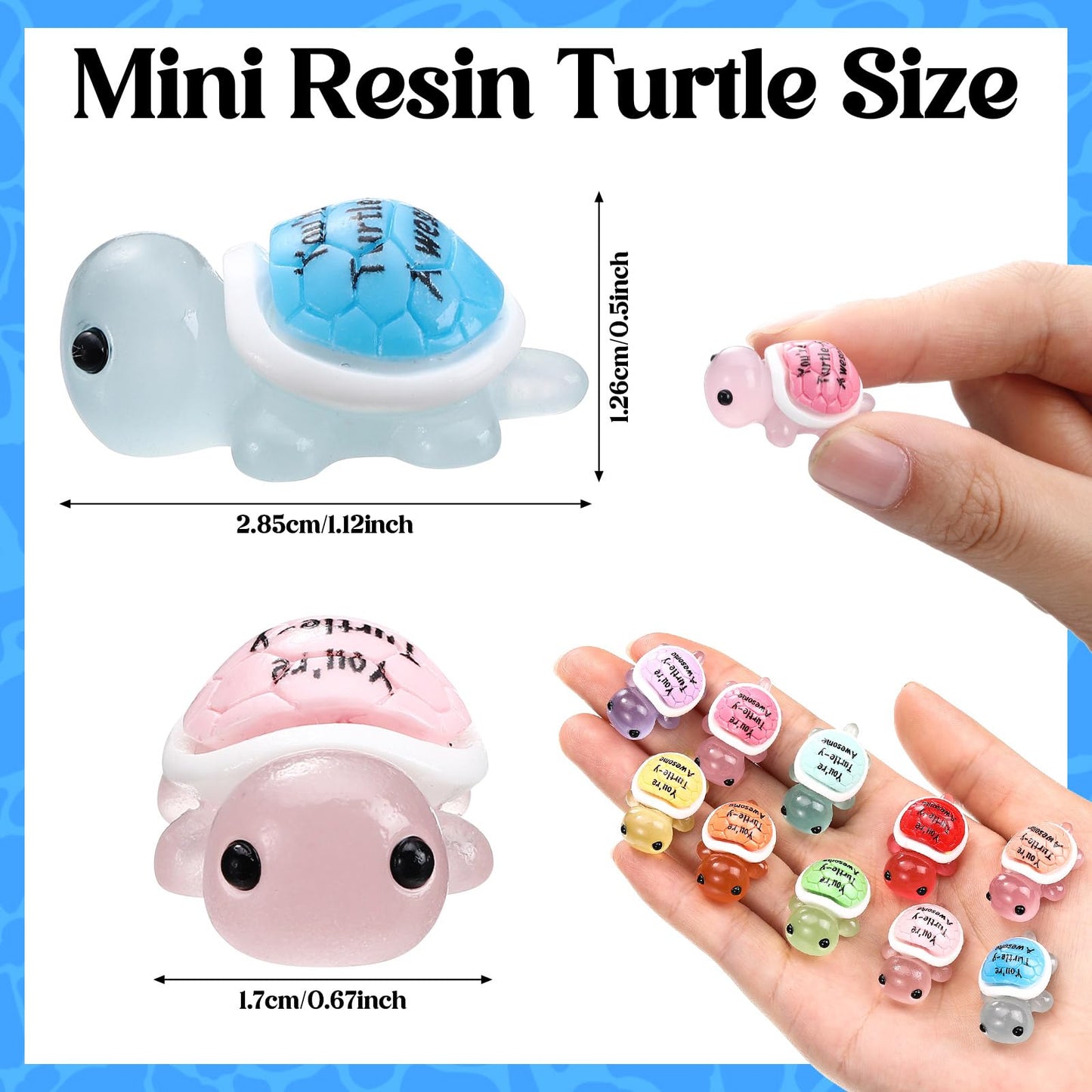 Simgoing 50 Pcs Mini Resin Turtles Emotional Tortoise Positive Funny Turtle Gifts Small Resin Toy Figures for Graduation Appreciation Employee Gifts