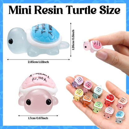 Simgoing 50 Pcs Mini Resin Turtles Emotional Tortoise Positive Funny Turtle Gifts Small Resin Toy Figures for Graduation Appreciation Employee Gifts