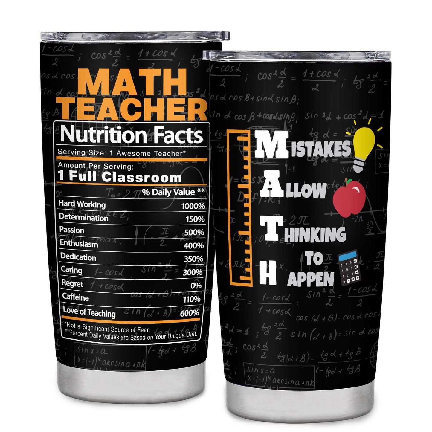 Math Teacher Tumbler - Appreciation & Birthday Gifts, 20oz Coffee Mug
