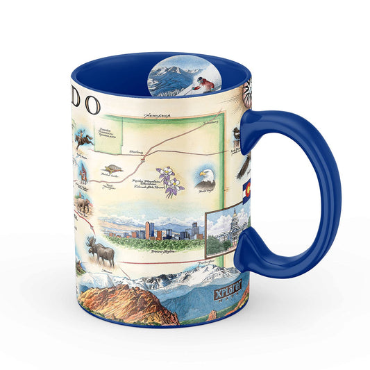 Xplorer Maps Colorado Map Ceramic Mug (16oz) – BPA-Free Coffee Cup for Hot & Cold Drinks – Perfect for Office, Home, or Gift