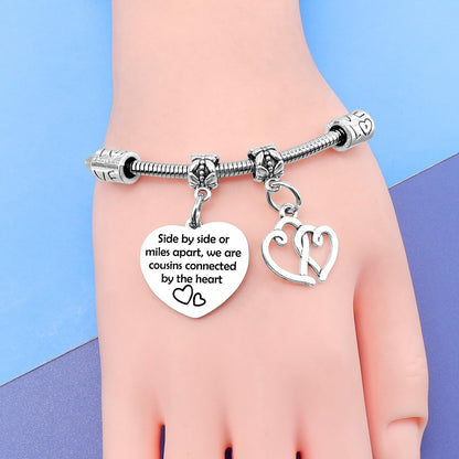 Cousins Bracelets for Women Stainless Steel Bracelets Happy Birthday Cousin Gift Female Cousin Bracelet Cousins Birthday Gifts for Women Inspirational Gifts for Friends Woman Christmas Friendship Gift