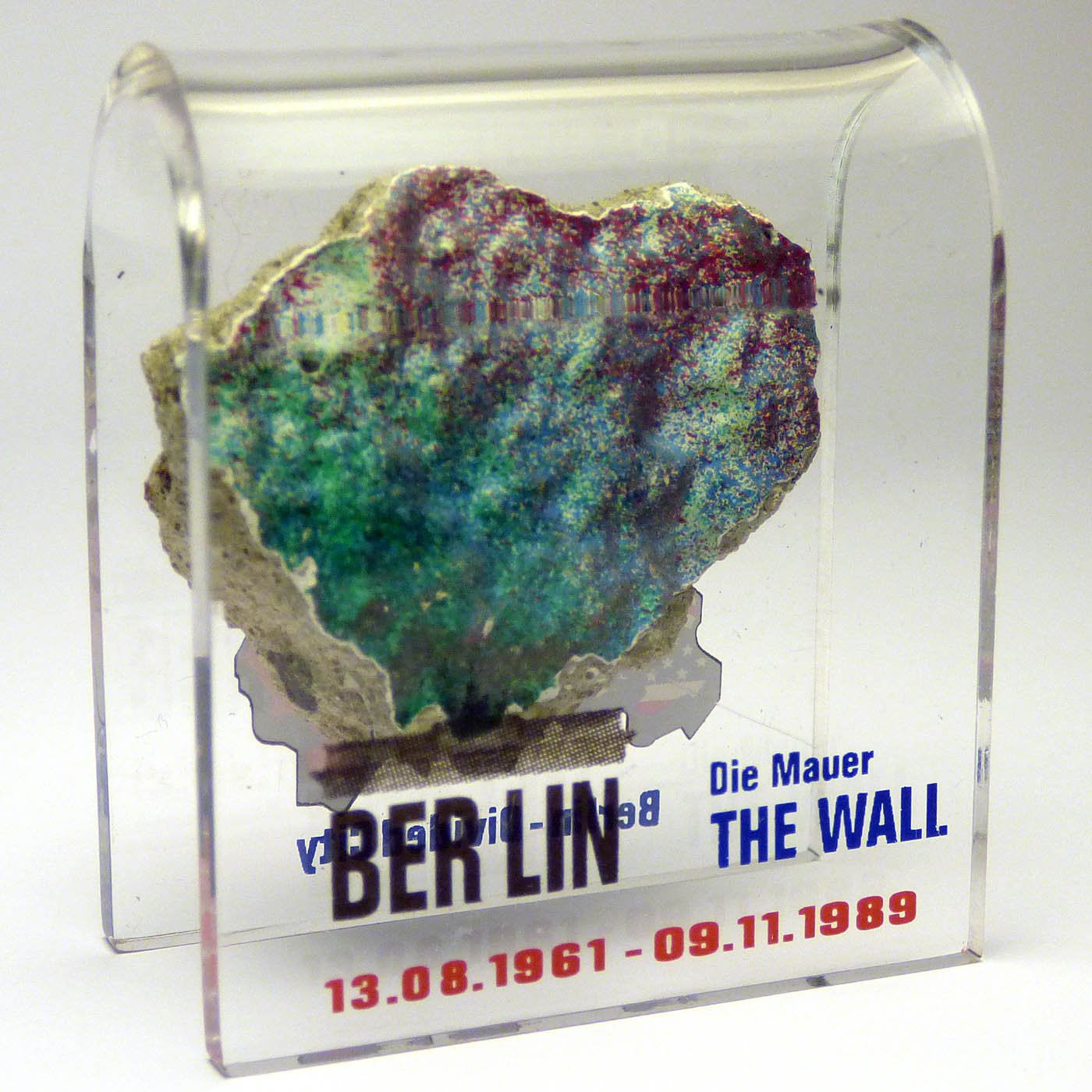 Original Piece of the Berlin Wall - Authentic Souvenir from the Real Wall in Germany Mounted in Acrylic Display (Small (2"X2"), Divided City)