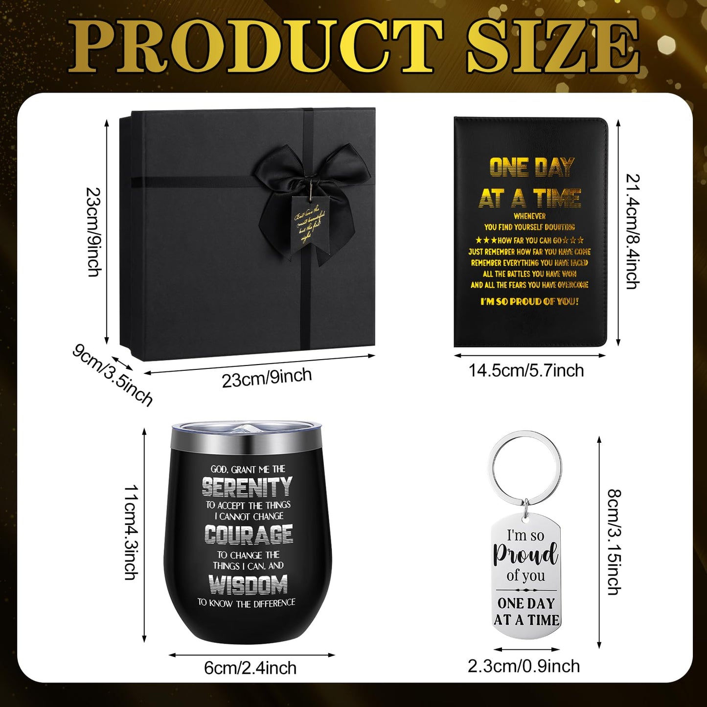 Reallnaive 6 Pcs Sobriety Gifts for Men Women Addiction Recovery Sober Encouragement Gifts 12 oz Stainless Steel Cup Socks Keychain Pen Notebook Box for AA NA Alcoholics Addiction Sober Milestone