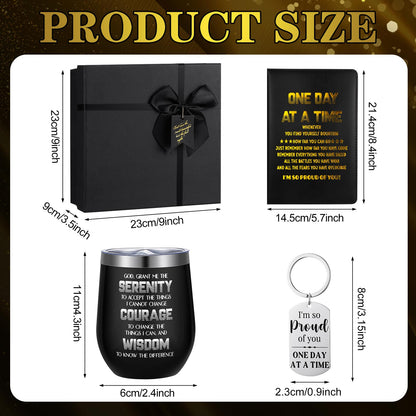 Reallnaive 6 Pcs Sobriety Gifts for Men Women Addiction Recovery Sober Encouragement Gifts 12 oz Stainless Steel Cup Socks Keychain Pen Notebook Box for AA NA Alcoholics Addiction Sober Milestone