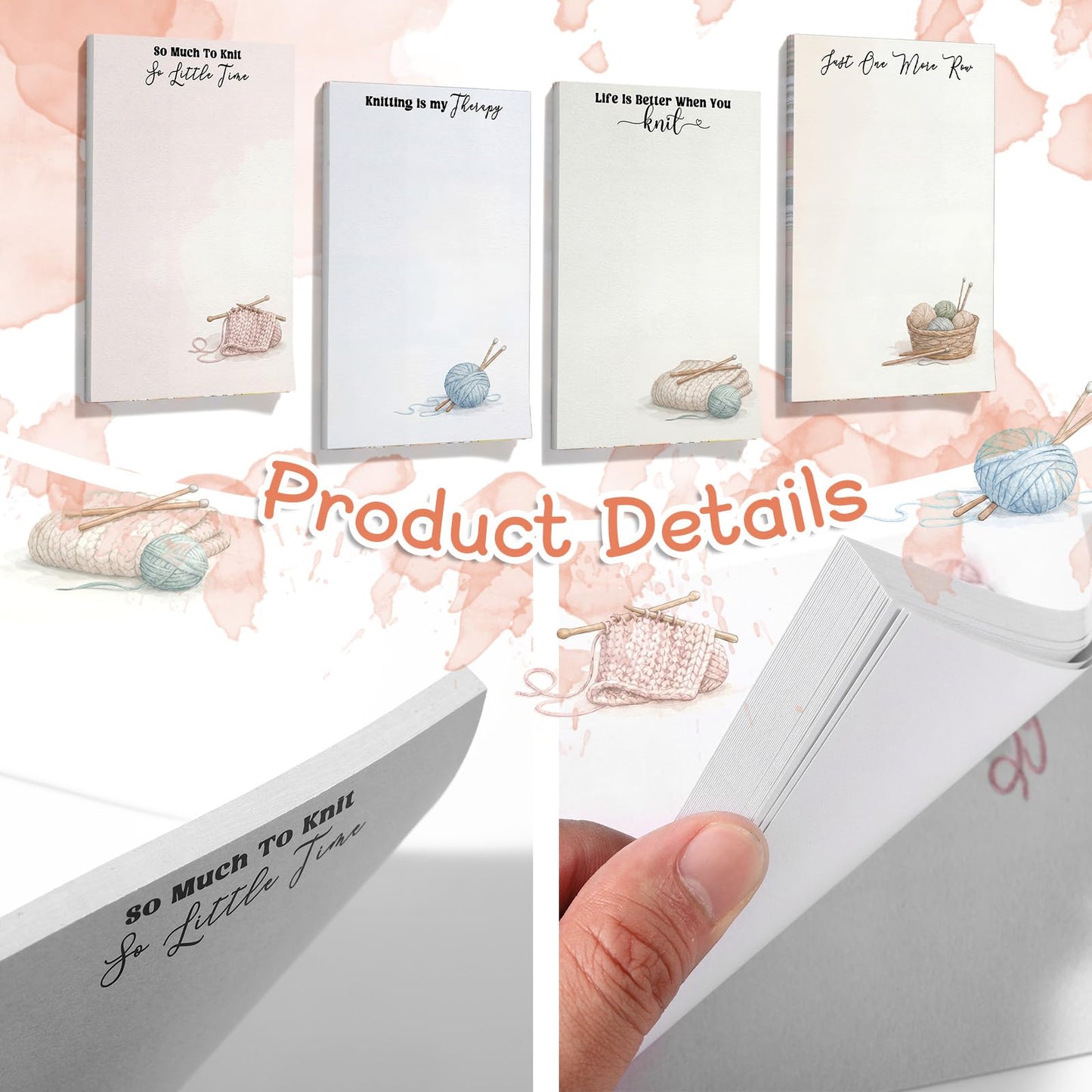 Tinlade 200 Sheet 4 Styles Knitting Gifts to Do List Notepad Gift Knitting Enthusiast Checklist Handy Birthday Appreciation Supplies for Women Crafters Mother Teacher Memos Reminders Supply, 4'' x 6''