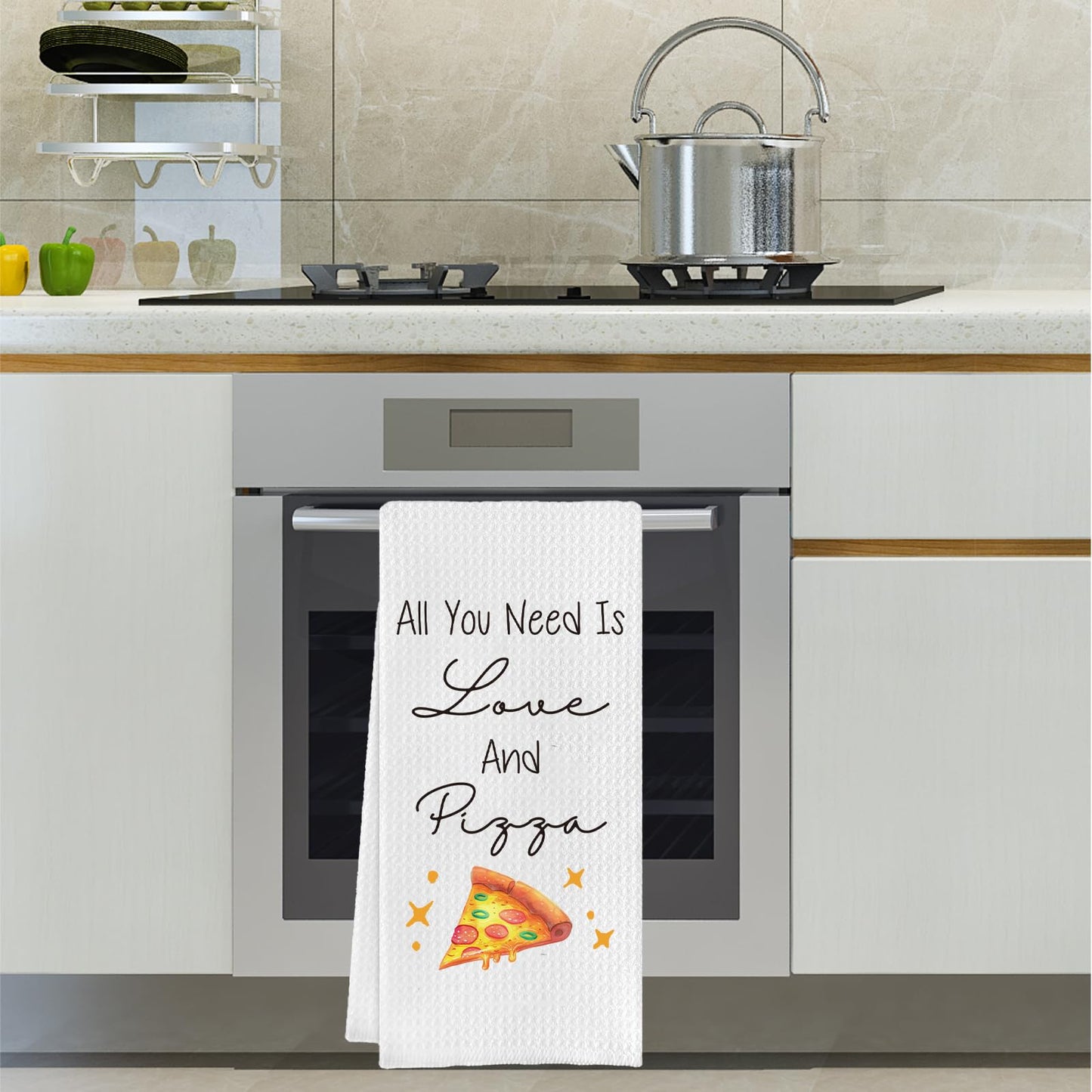 Funny Kitchen Towels, Pizza Themed Home Bathroom Decor, Funny Dishcloth Tea Towel Gifts for Pizza Lovers, Birthday Christmas Housewarming Gift Ideas for Women Friends