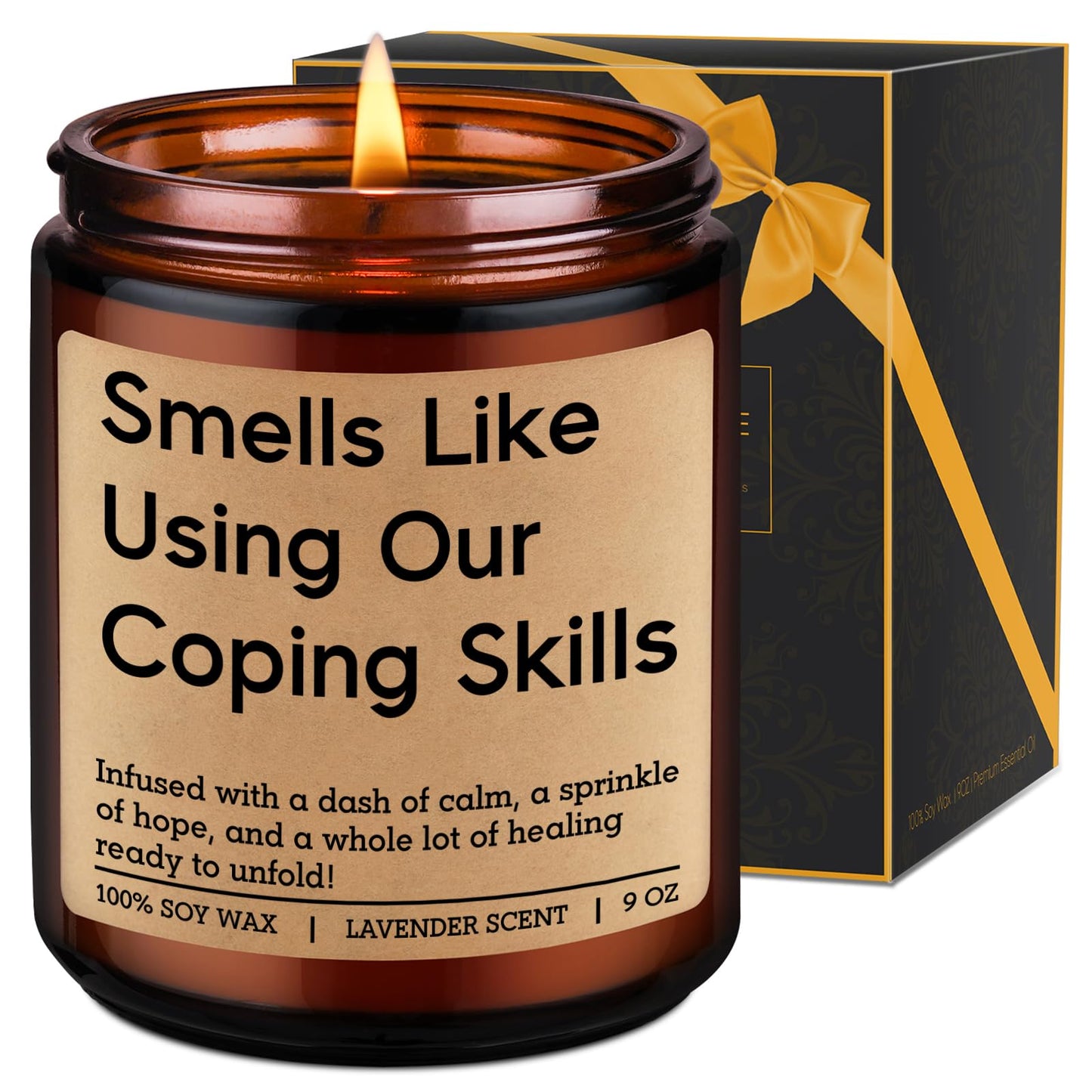 LEADO Funny Coping Skills Candle, Therapist Gifts - Mental Health, Graduation, Psychology, Appreciation Gifts for Therapist, Social Worker, School Counselor, Psychologist, Women - Therapy Office Decor