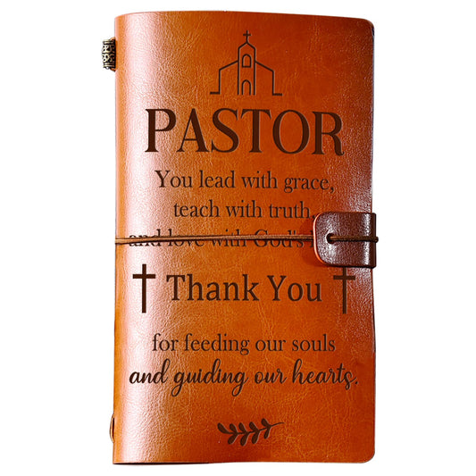 PRSTENLY Pastor Appreciation Gifts Leather Journal, 140 Page Refillable Journal Thank You Retirement Farewell Christmas Birthday Gifts for Pastor Men Women Male Female